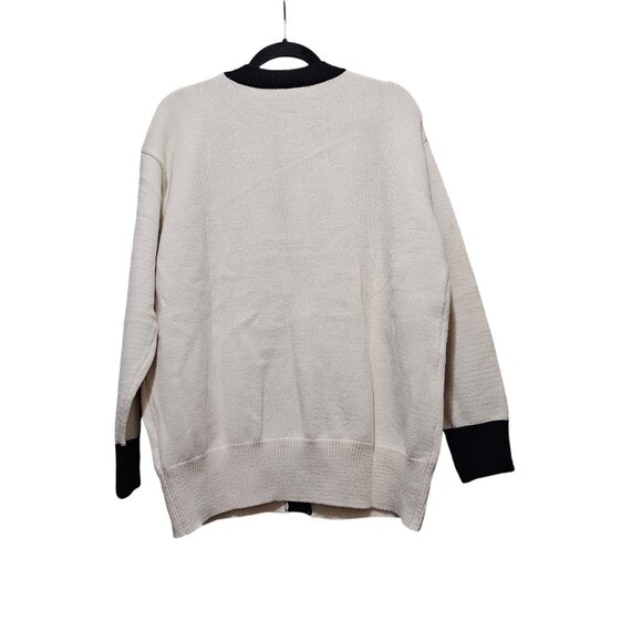 MOTF Womens Black & White Cardigan Sweater Large Button-Down Long Sleeve Acrylic - Picture 2 of 10